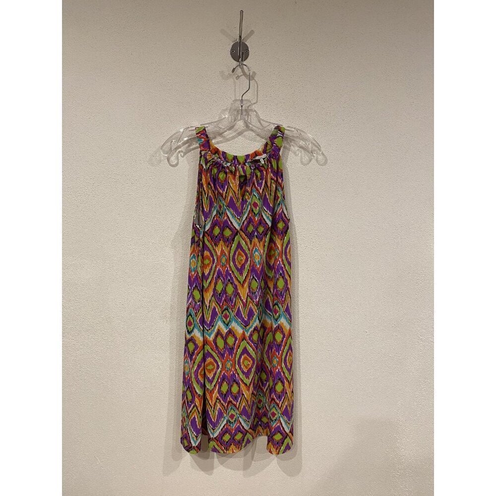 Jude Connally Dress Womens Large Multicolor Ikat Print Sleeveless Shift USA